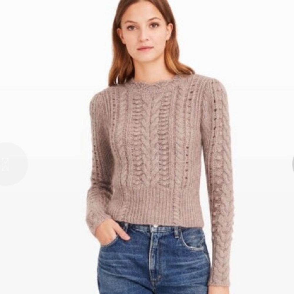 Club Monaco Wool & Mohair Puff Sleeve Sweater (may have shrunk & some piling)